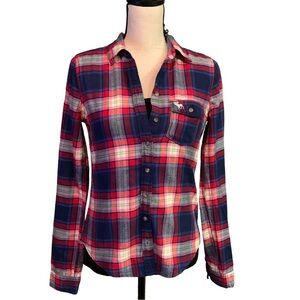 Abercrombie and Fitch Womens Small Long Sleeve Button Up Plaid Shirt Y2k Outdoor